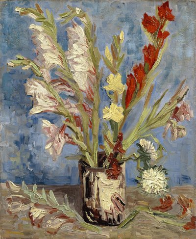 Vase with Garden Gladioli and Chinese Asters by Vincent van Gogh